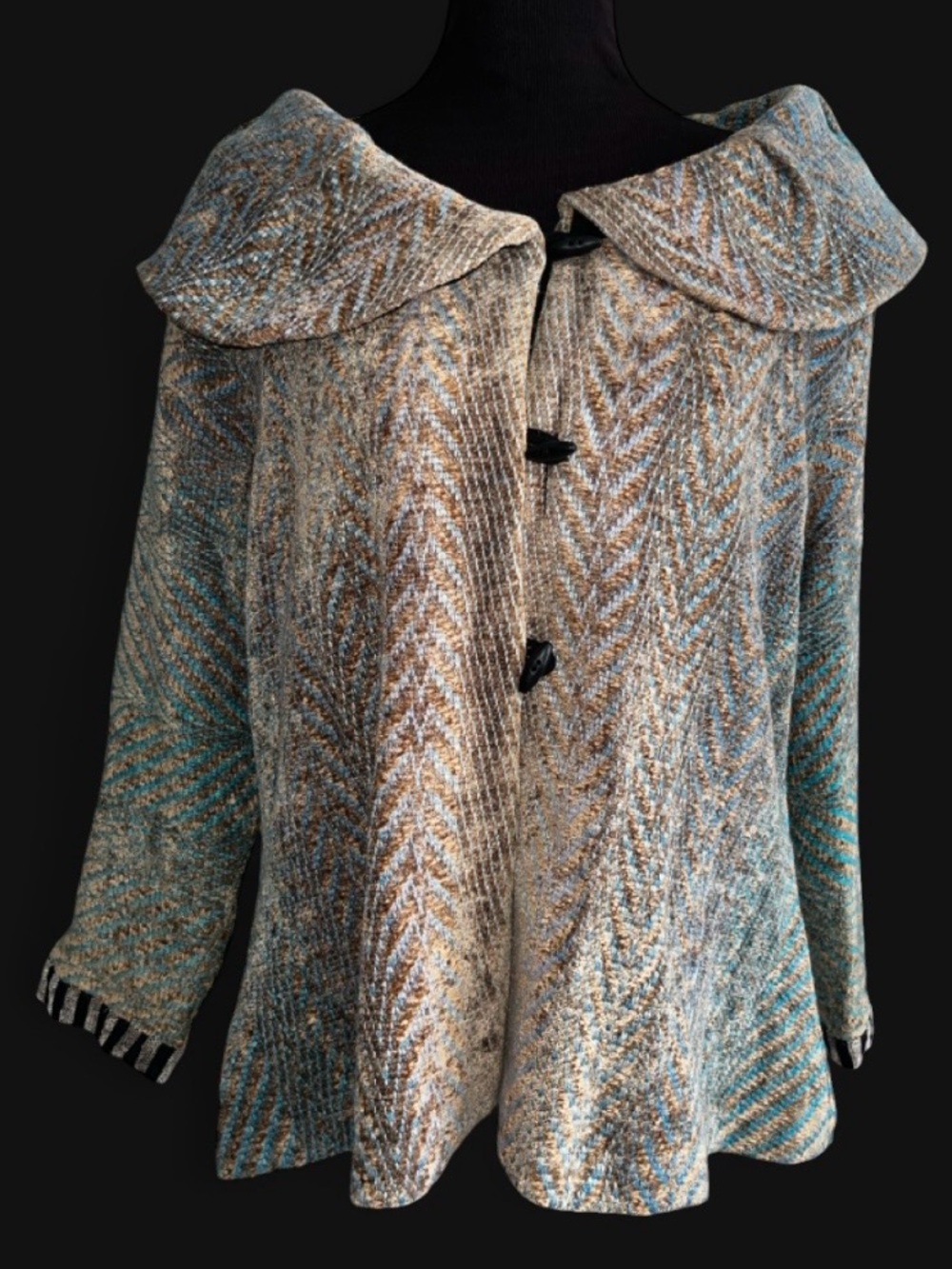 Vintage Patricia Palson Textured Knit Shawl Swing Sweater